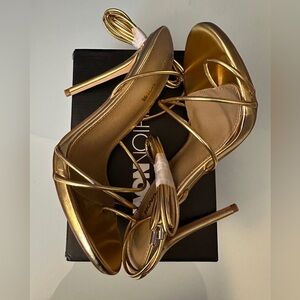 NWT Fashion Nova Gold Strappy Heels